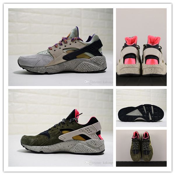 

classic huarache run premium sneaker black desert moss linen golden beige sport shoe men running shoes