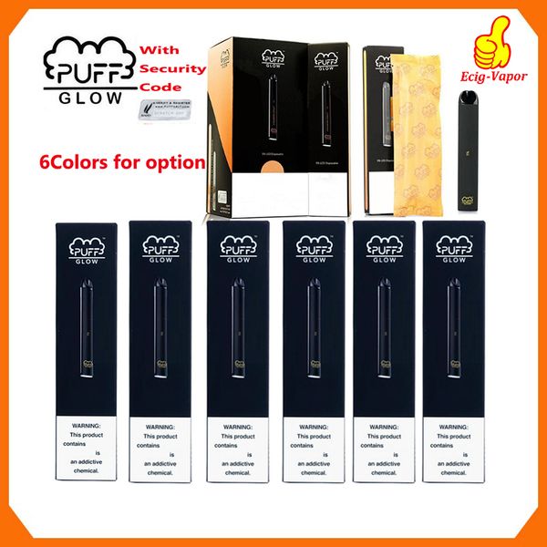 

Новый СЛОЙКА BAR GLOW Одноразовые устройства Бобы Предварительно заполненные Starter Kit 280mAh Аккумулятор 1,4 мл картридж Vape Pen Код безопасности Светодиодные Испарители