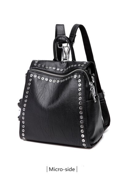 

2019 new women leather backpack rivet school bags for teenage girls fashion female bagpack schoolbag sac feminina mochila