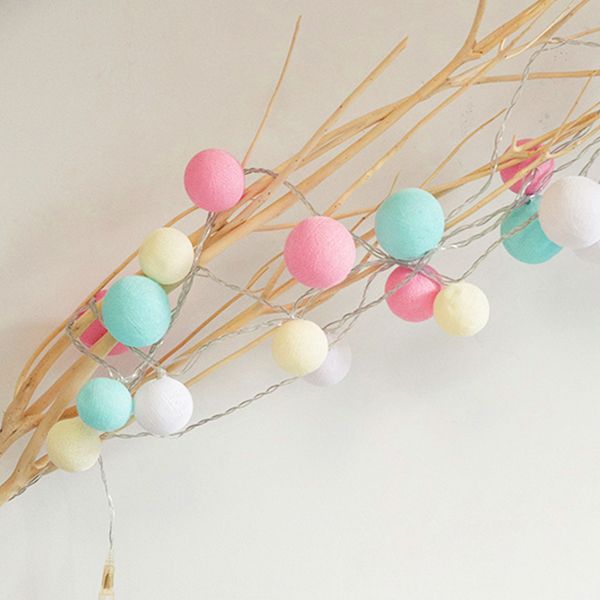 

indoor cotton ball ac/battery led string lights 3m/6m fairy christmas garland lamp home wedding party decoration patio ligh