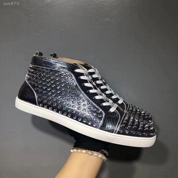 

fashion luxury designer women shoes high red bottom sneakers sales red studded spikes classic black flats shoe casual shoes size35-42