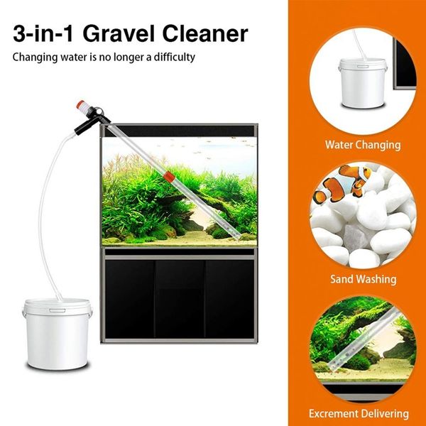 

aquarium cleaner - fish tank sand cleaner kit with air-pressing button and adjustable water flow controller clamp for fish tank