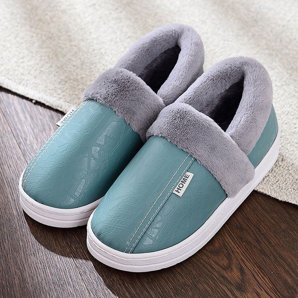 

waterproof slippers women 2019 winter shoes cover heel indoor house slippers warm plush female home casual shoes, Black