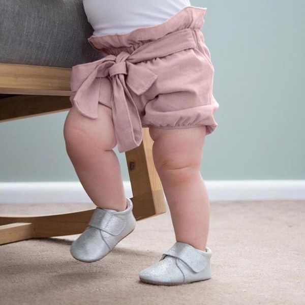 

summer baby girls bowknot lantern shorts cotton ruffle toddler pp pants, Black
