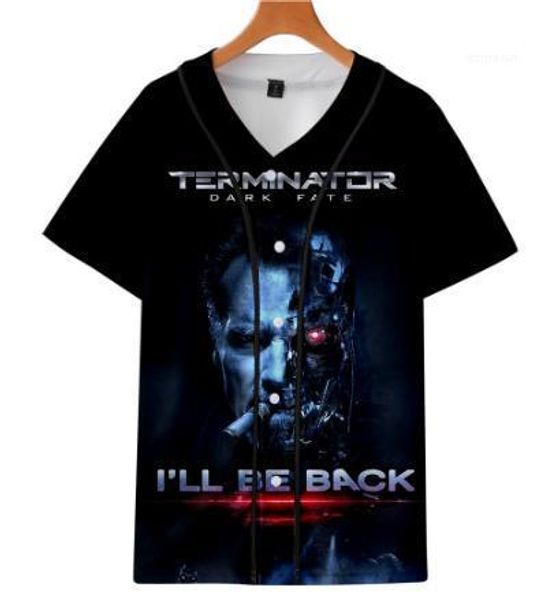 

футболка лето 3d бейсбол тройники с короткими рукавами мужские школьные топы терминатор темная судьба футболки мужские дизайнерские, White;black