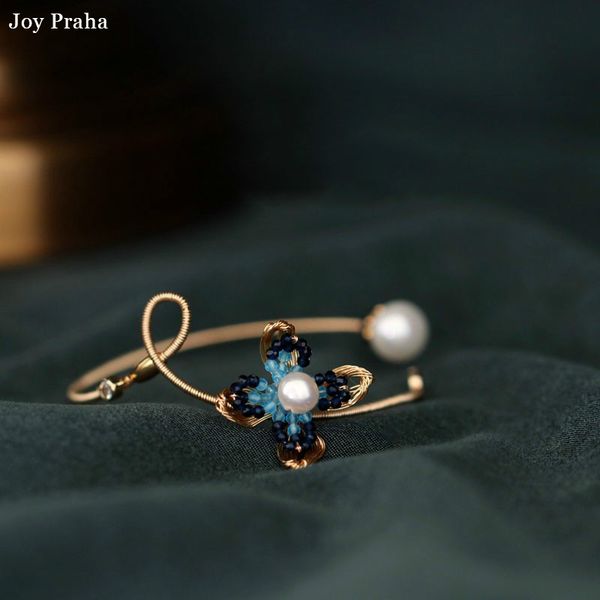 

natural spinel flower women bracelet / retro simple open bracelet / wholesale dropshipping, Golden;silver