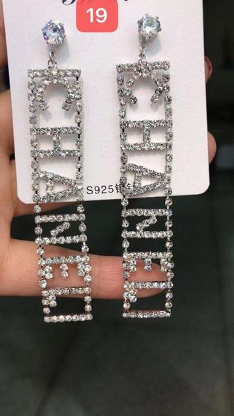 

New de igner full rhine tone letter ta el earring for women fa hion tud earring jewelry gift gold and ilver no box, Silver