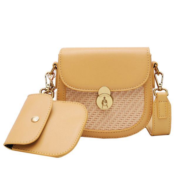 

new texture slung woven chain summer wild saddle shoulder bag saddle bag
