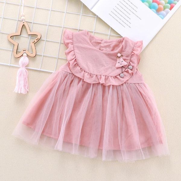 

summer dress newborn infant baby girl solid tulle doll dress ruffles outfits clothes princess costume casual dresses for girls, Red;yellow