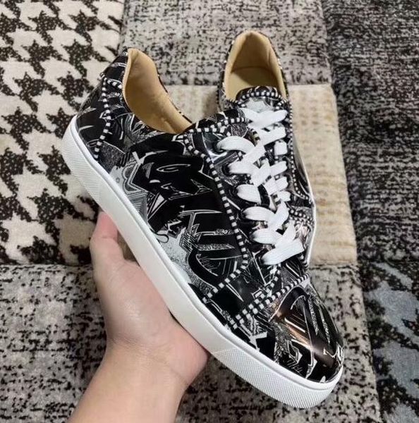 

low red bottom sneakers for men black net leather&spikes fashion casual mens women shoes 2019 designer leisure big size:35-46 t07