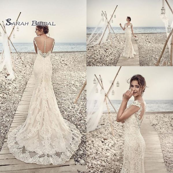 

beach vestido de novia plus size trumplet boutique wedidng dress 2020 lace backless long bridal gowns, Black