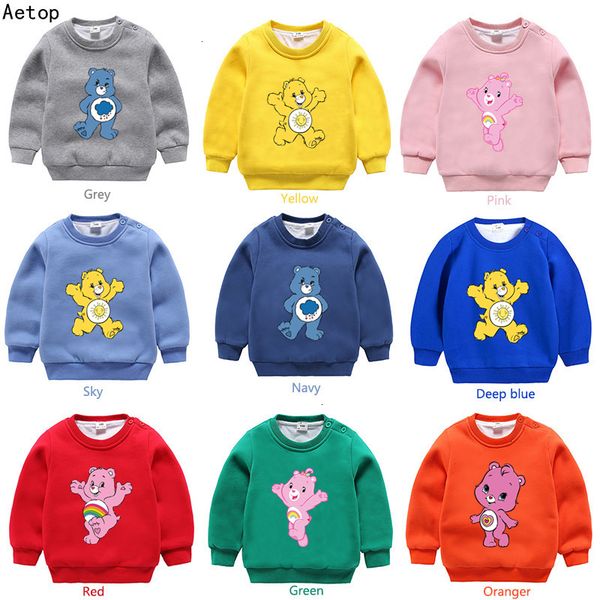 

медведи уход зимой плюс бархат толстовка 3t-9т мальчики смешные сращивание цвета kid o-образным вырезом топы детей мультфильм ребенка, Black