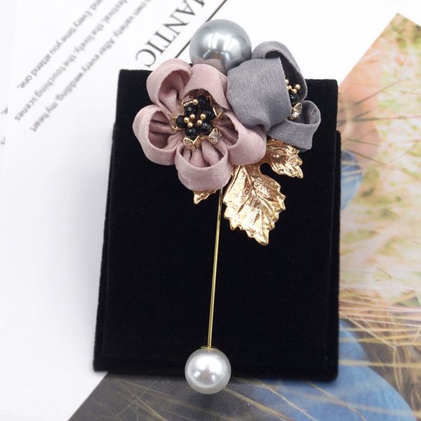 

decor birthday imitation pearl corsage pin brooch fashion accessories statement gift women pin vintage flower jewelry, Gray