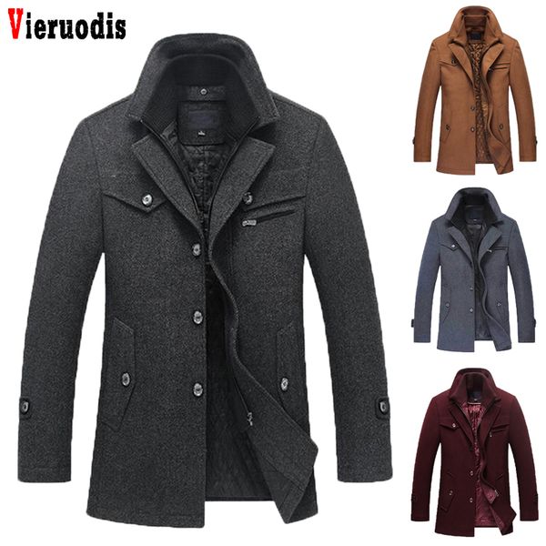

new men's winter wool coat casual warm coat large size clothes m-4xl men brand business slim fit jackets thick coats xz113, Black