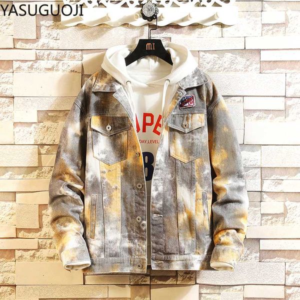 

yasuguoji мода камуфляж джинсовая куртка мужчины hip hop jean jacket men new 2020 весна плюс размер 4xl 5xl coat streetwear одежда, Black;brown