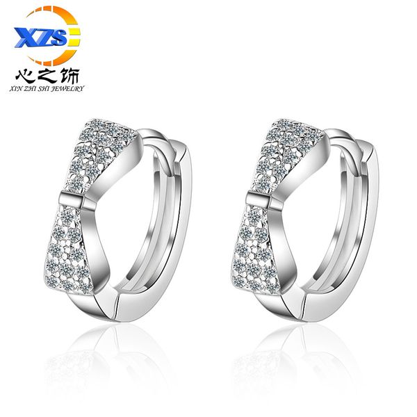

ear buckle womens korean version of the small fresh diamond bow studs sweet ear buckle ear jewelry womens, Silver