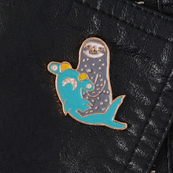 

simple creative new wave drip design badge jewelry japanese small fresh wave whale stick ice umbrella, Gray