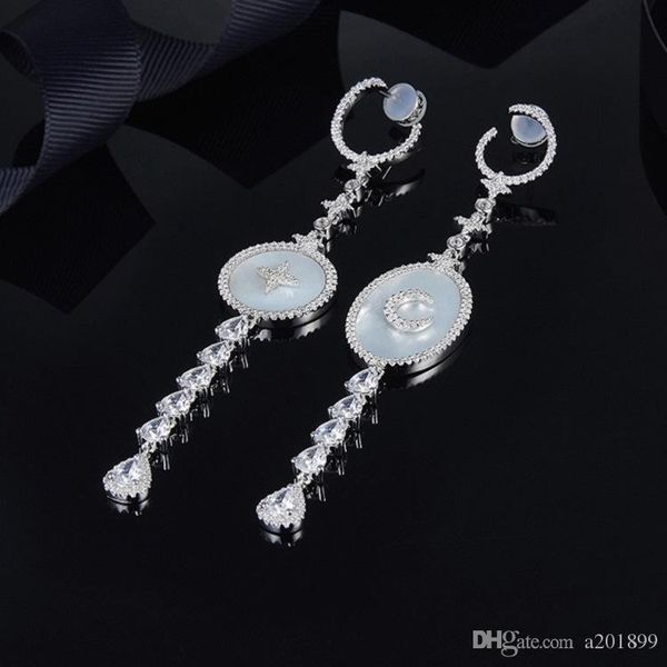 

new brand copper plated gold jewelry jewelry star moon earrings for ladies gift jewelry, Golden;silver