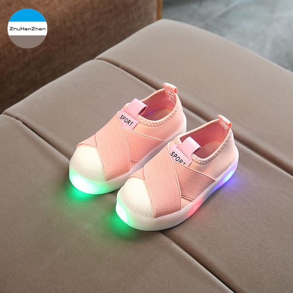 

2019 1 to 5 years old baby boys and girls casual shoes glowing newborn soft bottom shoes fashion infant sneakers quality, Black