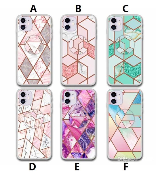 

phone case for iphone 11 pro max xs xr x 8 plus s10 note10 plus soft tpu plated geometric marble phone back cover