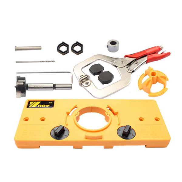 

35mm concealed hinge drilling jig forstner saw+11 inch locking pliers hole opener door cabinets woodwork drill guide set