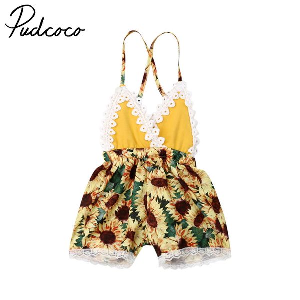 

pudcoco cute newborn baby girls sunflower romper off shoulder bodysuit jumpsuit sunsuit outfits set clothes dropshipping, Blue