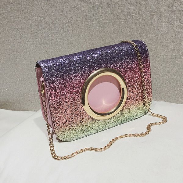 

new ring sequins chain small square bag fashion korean version shoulder solid women messenger bag for women 2019 handbag