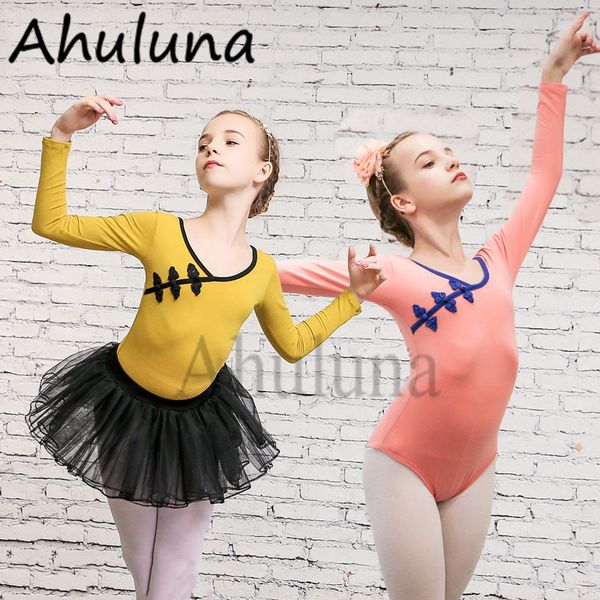 

балет купальник одежда для девочек для детей весна осень с длинным рукавом китайский традиционный танец костюм практика одежда d037, Black;red