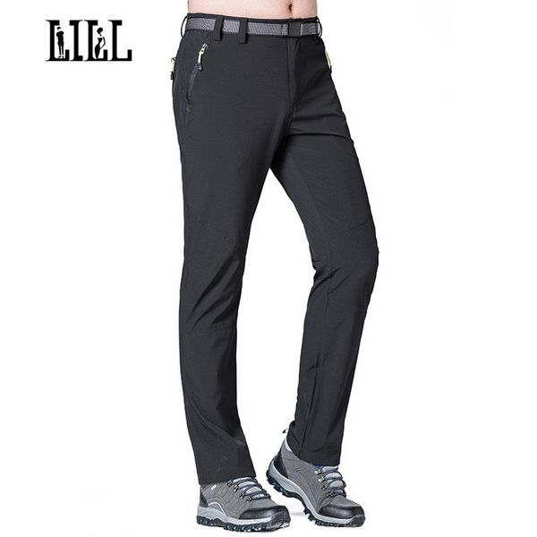 

lill | mens quick dry waterproof casual pants men 2017 summer army green elastic male trousers joggers travel cargo pants,ua300, Black