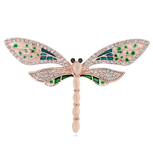 

popular creative crystal dragonfly brooches for women cute enamel insect banquet weddings brooch pins gifts dress accessories, Gray