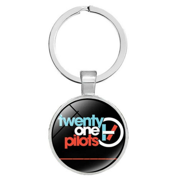 

twenty one pilots keychains rock music band twenty one pilots series key ring music fans badge bag key chain for men women, Silver