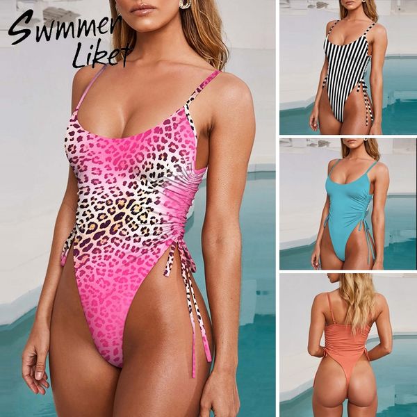 

monokini string bikini 2019 high cut one piece swimsuit female bodysuit push up swimwear women one-piece suits beach wear