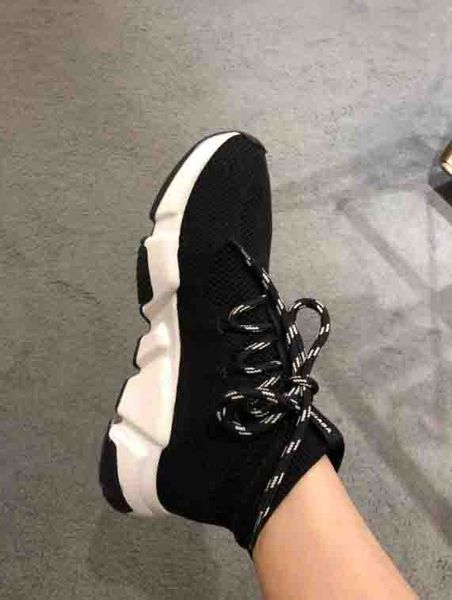 Uomini scarpe casual calze boot boot nero bianco velocità allenatore donna scarpa uomo stivali stivali elasticizzati high top trainer sneaker pizzo su alta qualità