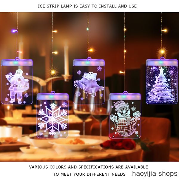 

new 3d santa usb light card for doors and windows holiday decoration led night light garland hanging christmas lights wall