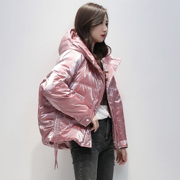 

winter thick duck down jacket hooded women short coat warm pink blue puffer coat female down parka outerwear waterproof, Black