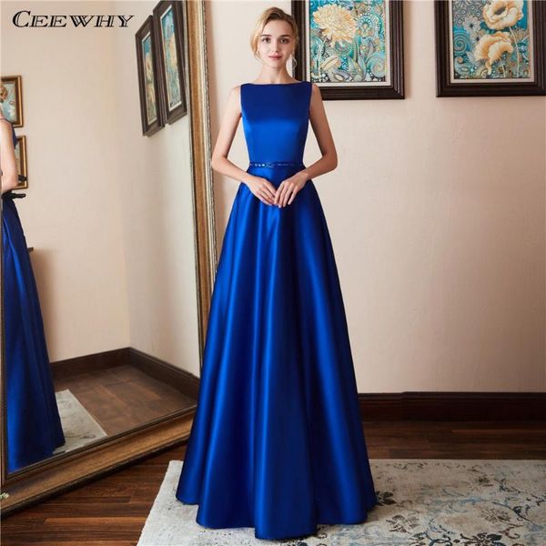 

ceewhy royal blue вечернее платье с открытой спиной атласная пром платье vestidos elegantes бисером мусульманские вечерние платья 2019 abend, White;black