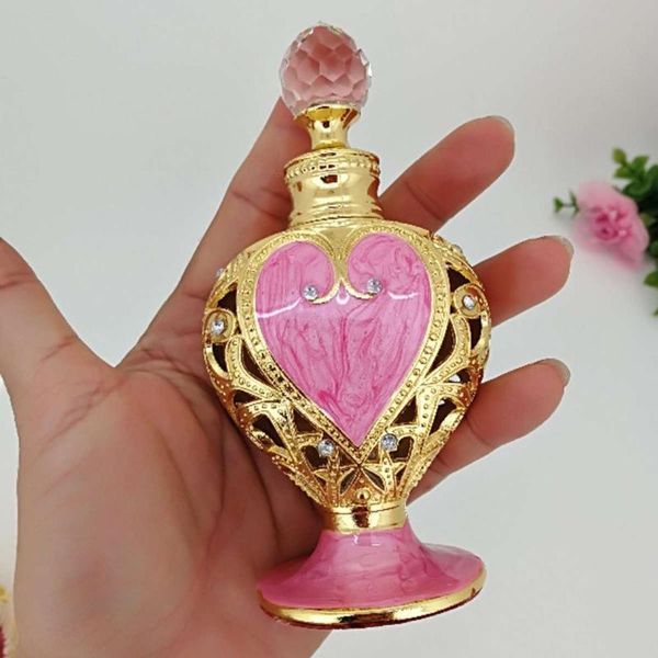 

12ml crystal metal perfume bottle purple heart glass vintage empty storage bottles essential oil collectible dispenser gifts
