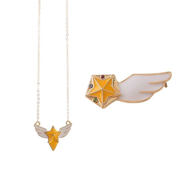 

10 шт. / лот мода ювелирные изделия аксессуары золото металл эмаль звезда крыло карты похититель сейлор мун ожерелье, Silver