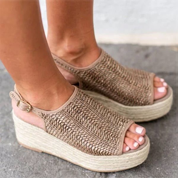 

women sandals retro platform sandals with 6cm high heels wedges shoes for women plus size 43 summer zapatos mujer, Black