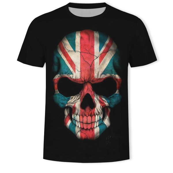 

mens designer fashion skull digital printing 3d short sleeve t-shirt, White;black