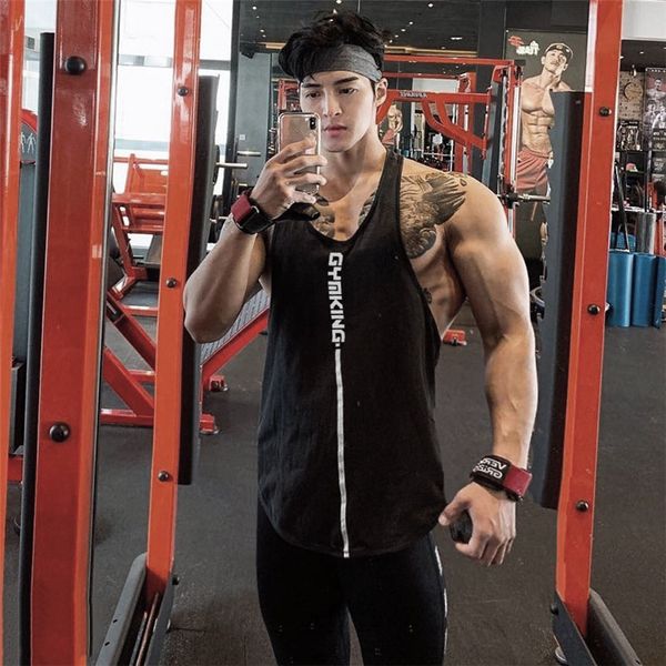 

2020 new men summer fashion sleeveless shirts vest undershirts casual loose clothing male fitness tank muscle men gyms top, White;black
