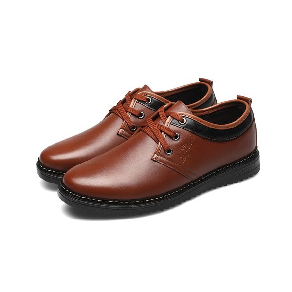 

new mature men leather shoes casual flat breathable soft gentleman handmade fashion men shoes xx-024, Black