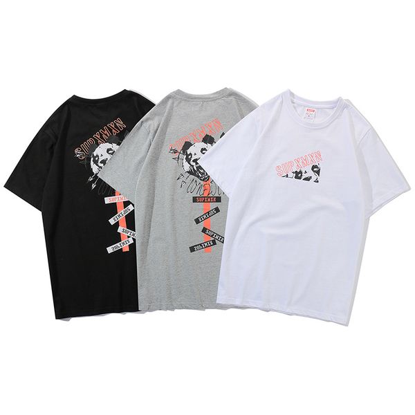 

2020 новый мужской короткий рукав хлопок панда мультфильм один шеи летнее время мода простой повседневный стиль рубашки, White;black