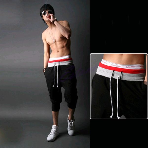 

men shorts loose men's trousers low crotch haren shorts 4colors s-xxl, Black;blue