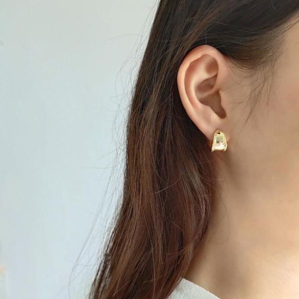 

hoop & huggie simple real 925 sterling silver earrings for women fashion jewelry wide circle loops earring bijoux lovely gift, Golden;silver