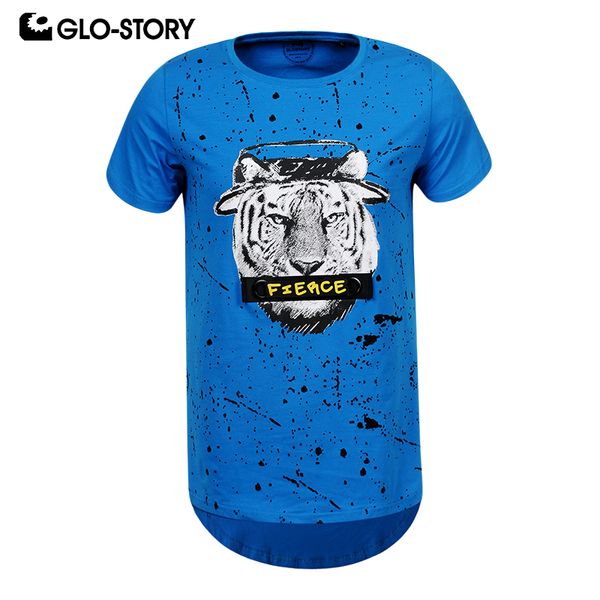 

glo-story men's 2019 new 100% cotton t-shirt tape decorate fashion casual streetwear style summer skateboard tshirt mpo-8275, White;black