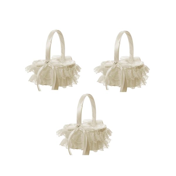 

3 pcs lace ribbon fresh sweet romance flower basket flower girl basket