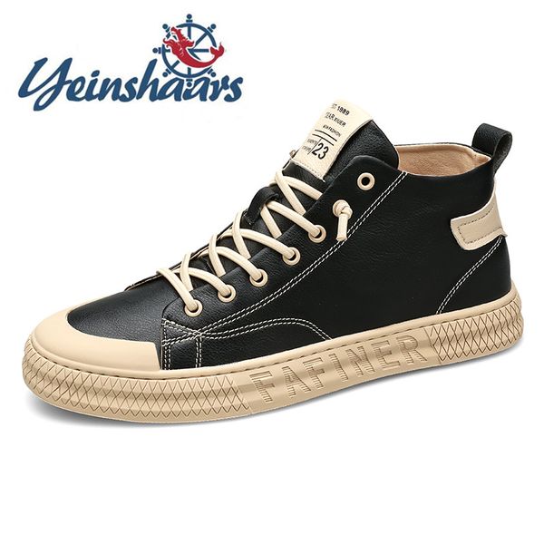 

men casual natural leather brand lightweight novelty lace-up solid flat shoes concise sneakers classic fashion zapatos hombre, Black