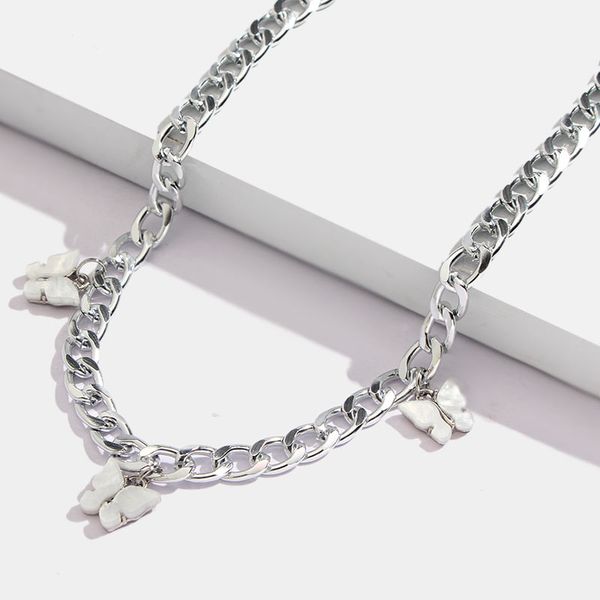 

just feel cute fashion resin butterfly choker necklace for women silver color flat chain necklace birthday jewelry party gift