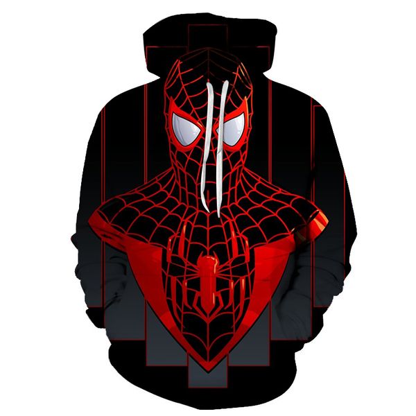 

the new 2018 autumn spider man 3 d printing fashion hoodie jacket male running sports casual wear, Black